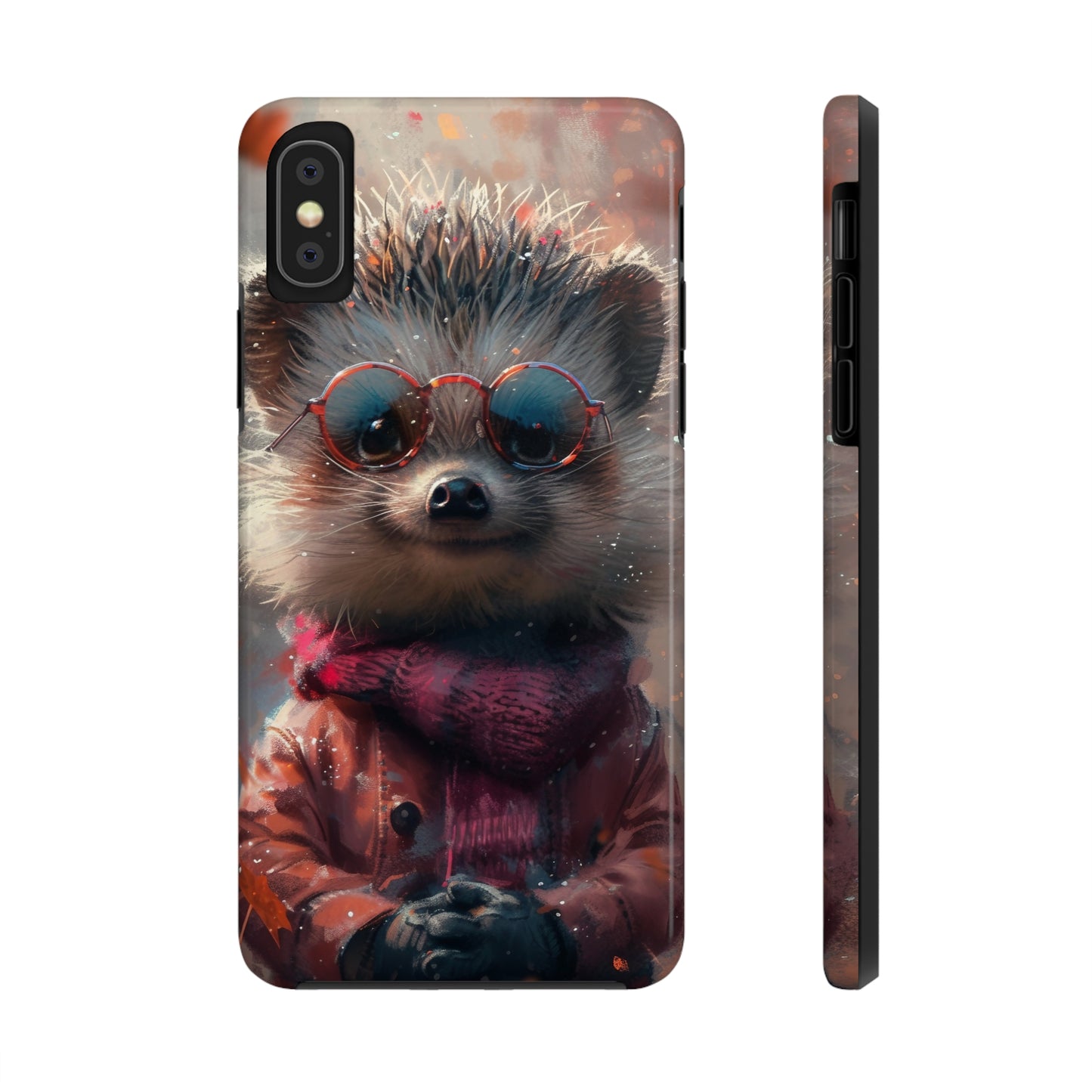 Hedgehog with Glasses and Scarf Design Phone Case- Lightweight, Impact Resistant Cover for iPhone 6, 6s, 12, 13, 14, 15