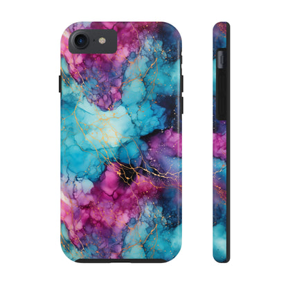 Blue and Purple Alcohol Ink Digital print Design Tough Phone Case compatible with a large variety of iPhone models, Gift, Phone Case