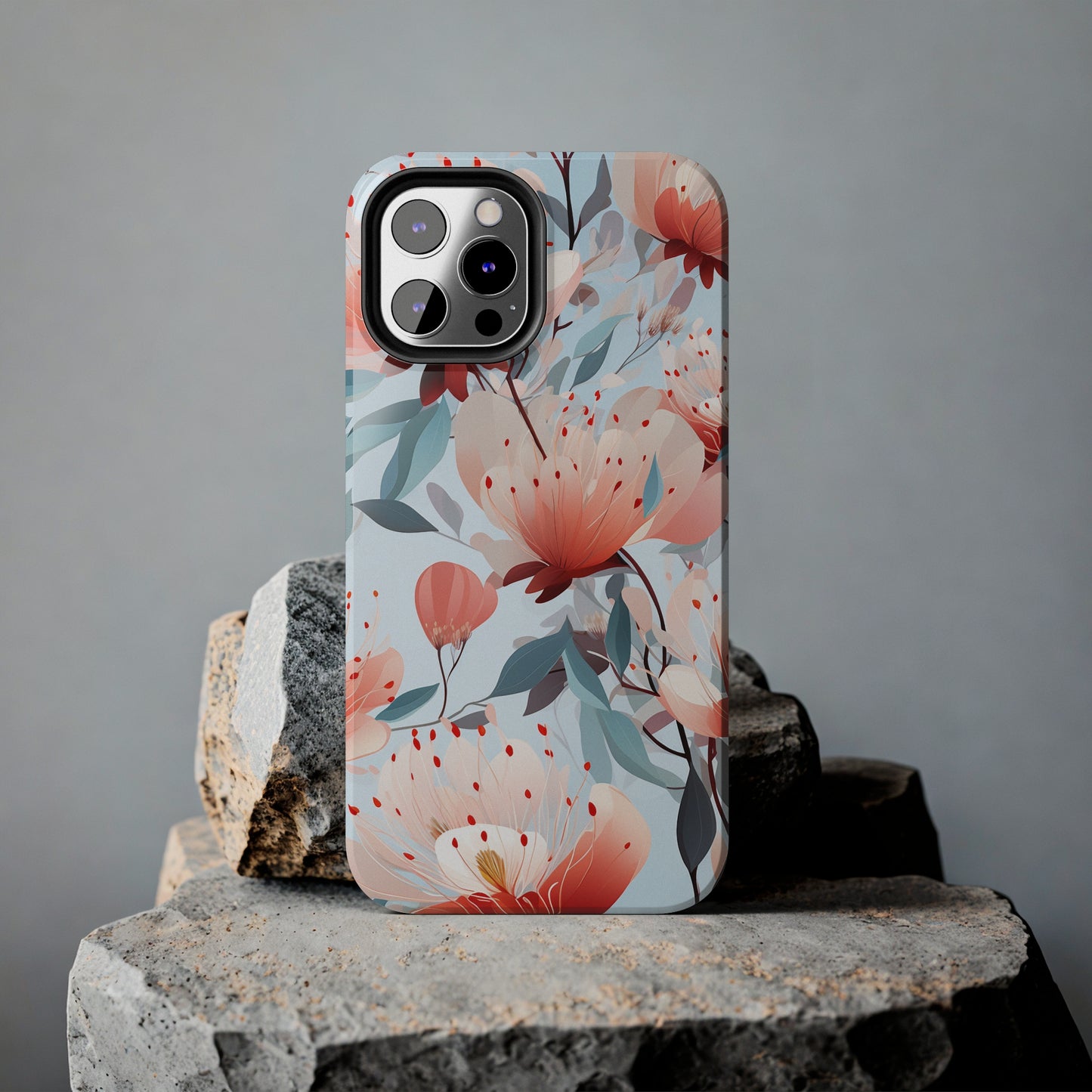 Red Flowers Digital print Design Tough Phone Case compatible with a large variety of iPhone models, Gift, Phone Case