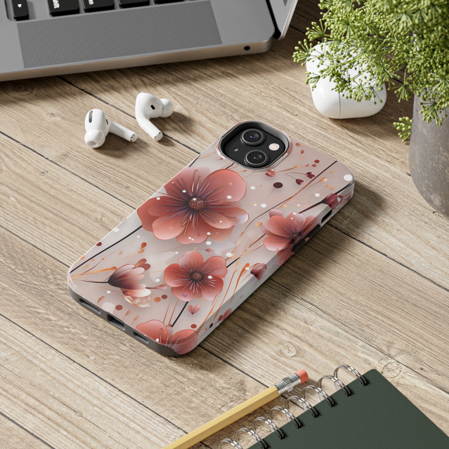 Pretty Mauve Flowers Pattern Design Tough Phone Case compatible with a large variety of iPhone models, Gift, Phone Case