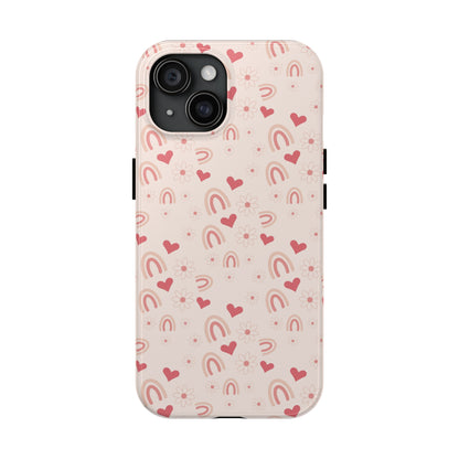 Pink Boho2 Rainbow print Design Tough Phone Case compatible with a large variety of iPhone models, Gift, Phone Case