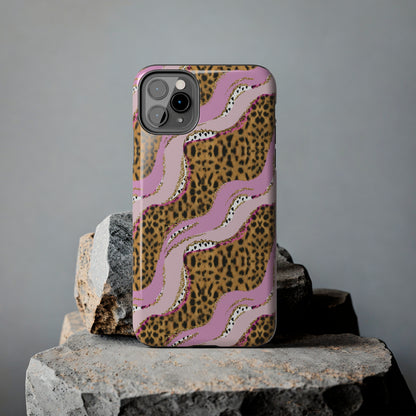 Cheetah Waves with Pink and Gold Design Phone Case- Lightweight, Impact Resistant Cover for iPhone 6, 6s, 12, 13, 14, 15