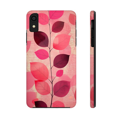 Girly Pink Abstract Leaf Design Tough Phone Case