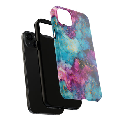 Blue and Purple Alcohol Ink Digital print Design Tough Phone Case compatible with a large variety of iPhone models, Gift, Phone Case