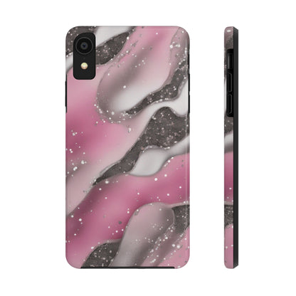 Waves of Pink and Black Pattern print design Tough Phone Case compatible with a large variety of phone models, Phone Case