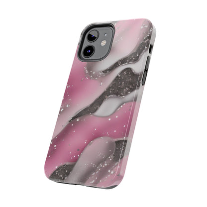 Waves of Pink and Black Pattern print design Tough Phone Case compatible with a large variety of phone models, Phone Case