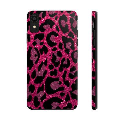 Pink and Black Leopard Design Phone Case- Lightweight, Impact Resistant Cover for iPhone 6, 6s, 12, 13, 14, 15