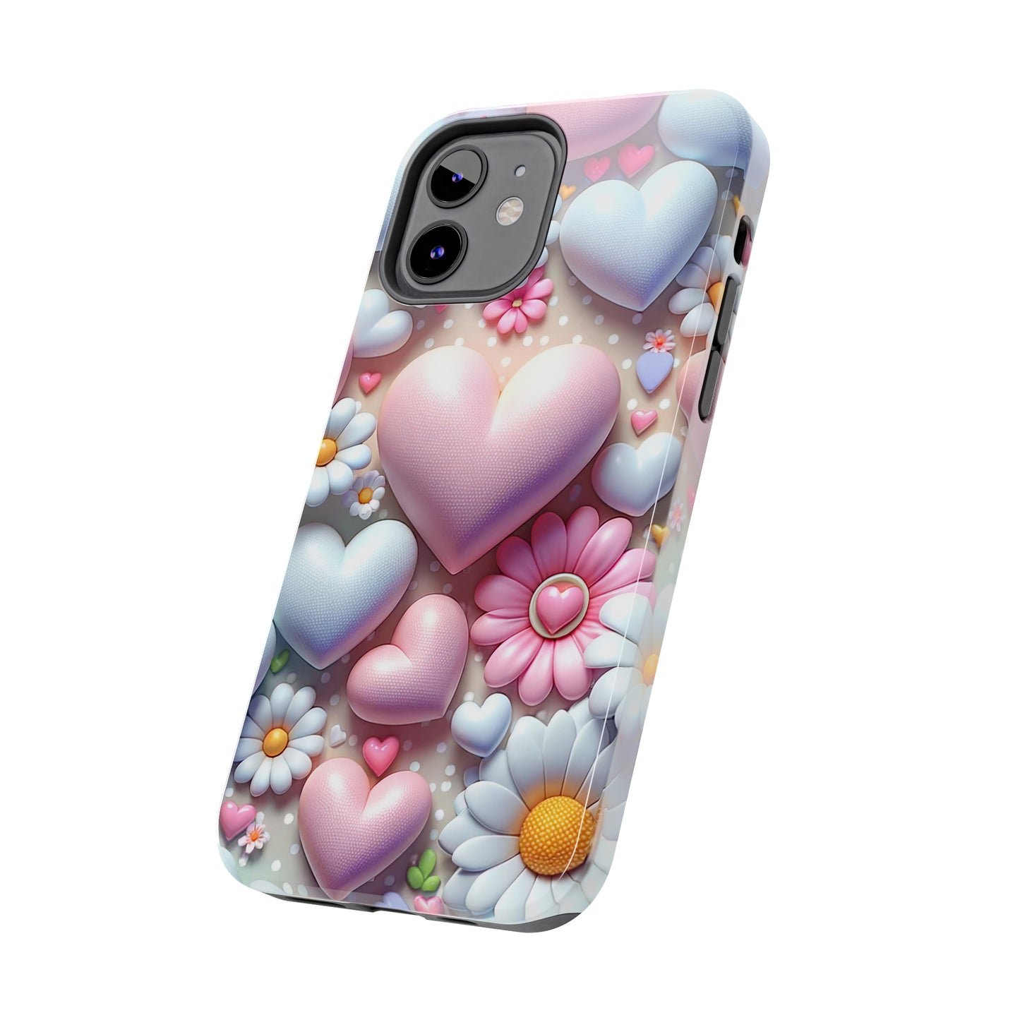 Pastel Heart and Flower Digital print Design Tough Phone Case compatible with a large variety of iPhone models, Gift, Phone Case