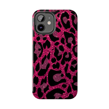 Pink and Black Leopard Design Phone Case- Lightweight, Impact Resistant Cover for iPhone 6, 6s, 12, 13, 14, 15