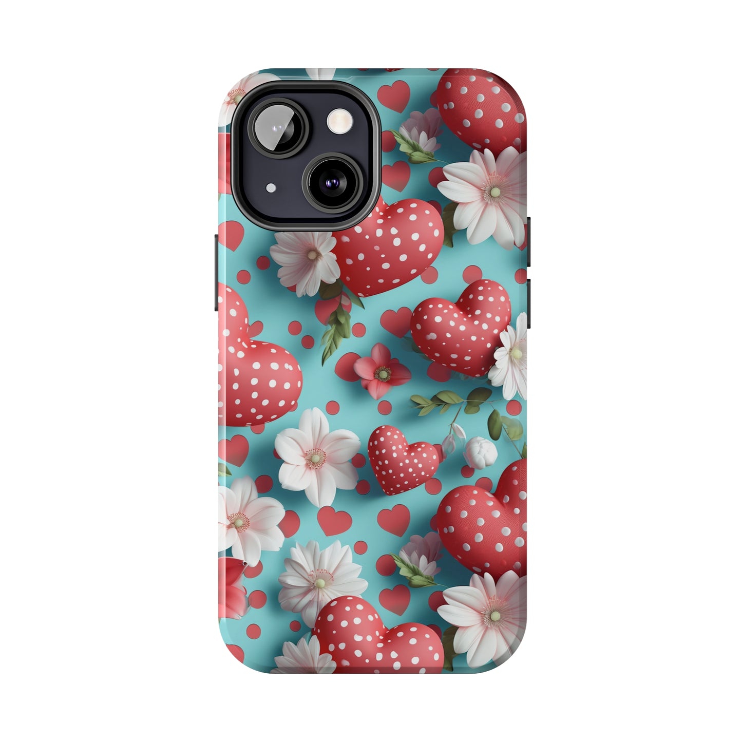 Polka Dot Hearts Digital print Design Tough Phone Case compatible with a large variety of iPhone models, Gift, Phone Case