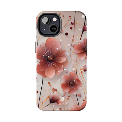 Pretty Mauve Flowers Pattern Design Tough Phone Case compatible with a large variety of iPhone models, Gift, Phone Case