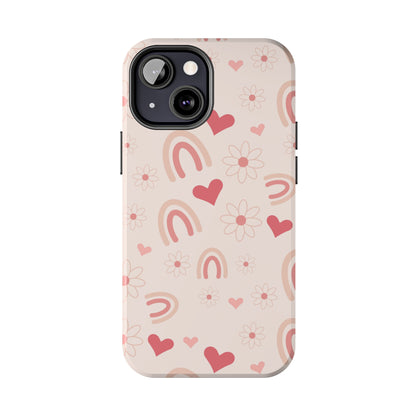 Pink Boho Rainbow print Design Tough Phone Case compatible with a large variety of iPhone models, Gift, Phone Case