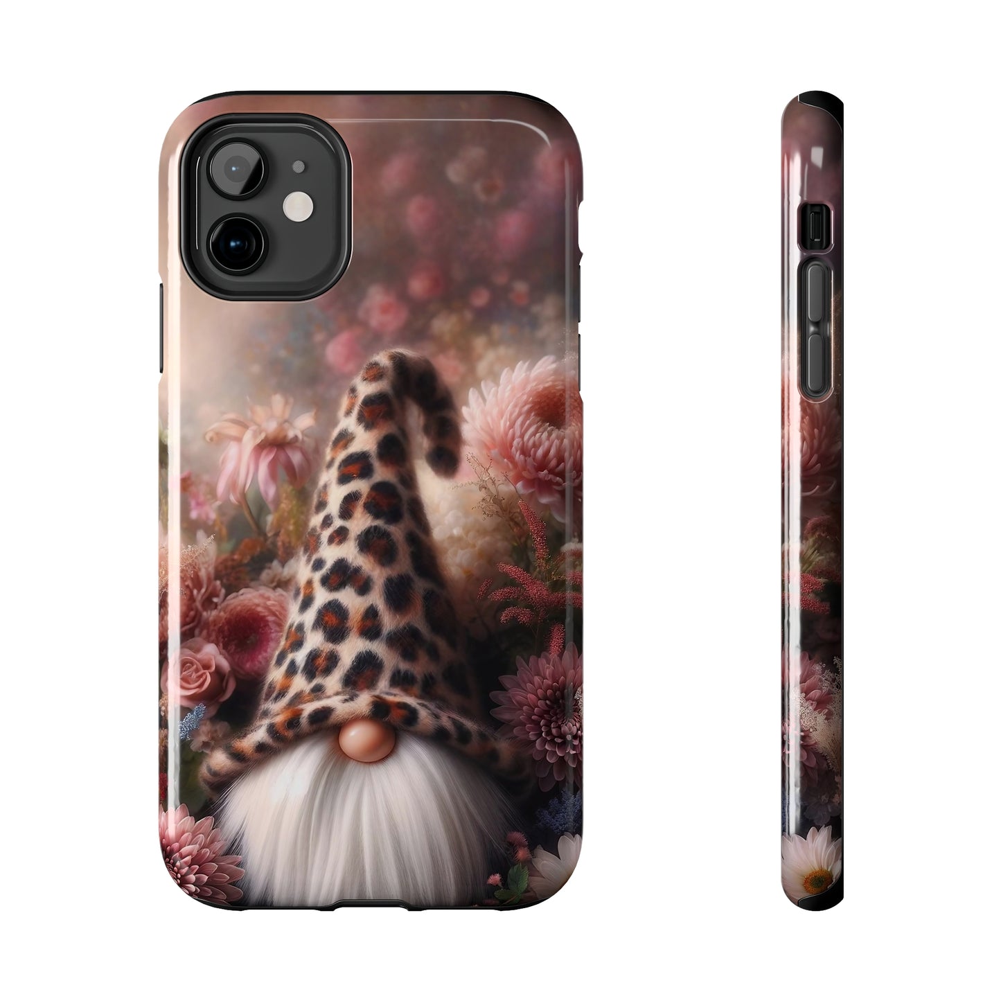 Leopard Print Fantasy Gnome Design Phone Case- Lightweight, Impact Resistant Cover for iPhone 6, 6s, 12, 13, 14, 15