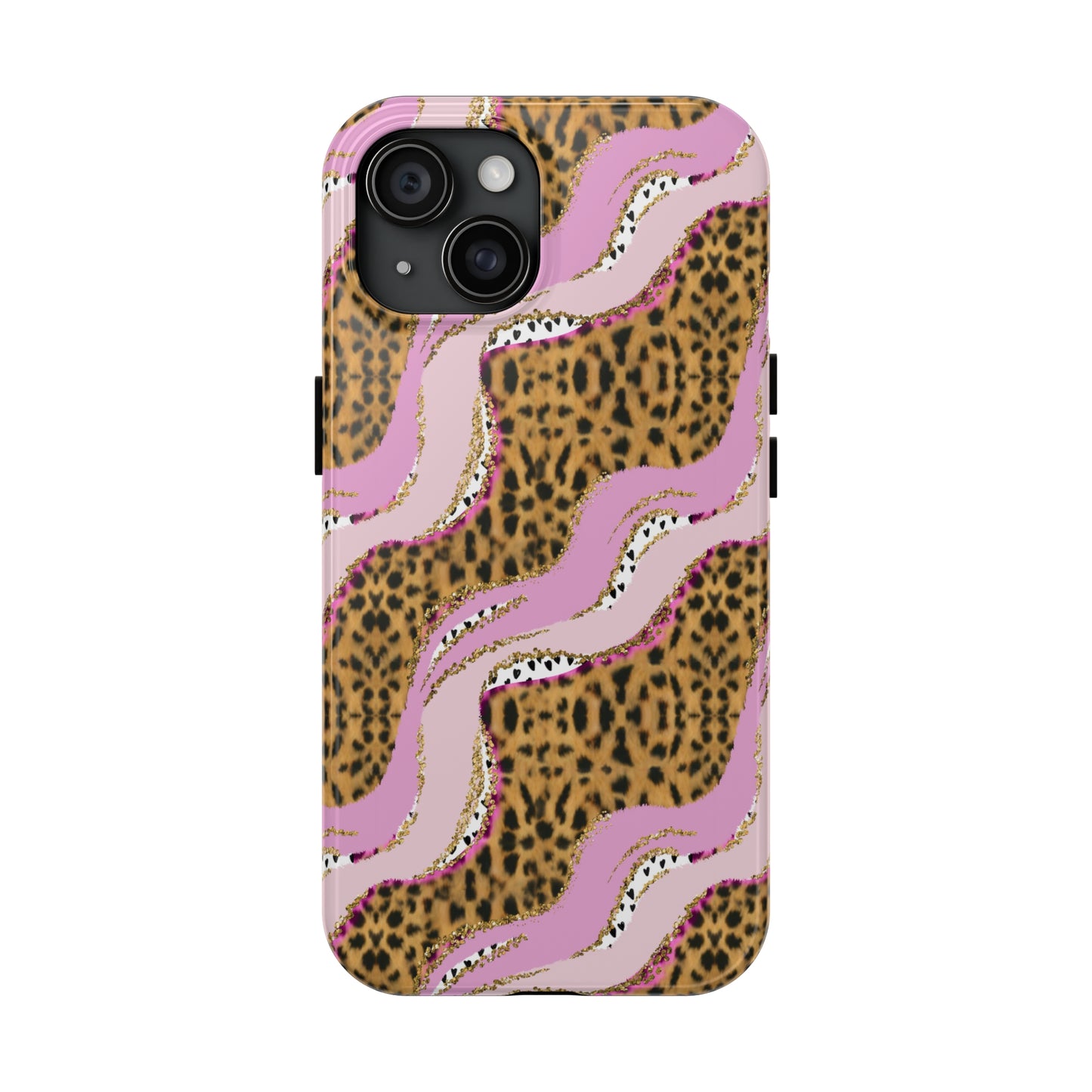 Cheetah Waves with Pink and Gold Design Phone Case- Lightweight, Impact Resistant Cover for iPhone 6, 6s, 12, 13, 14, 15