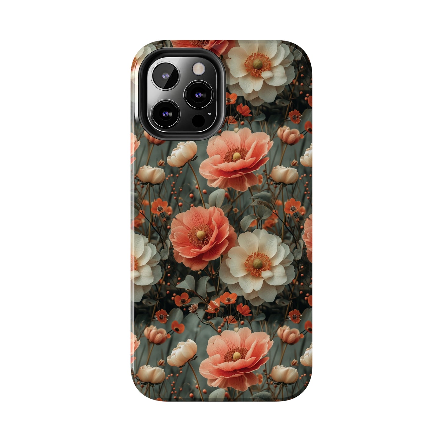 Elegant Peach Flowers Protective Cover, Botanical Garden design Tough Phone Case compatible with a large variety of iphone models