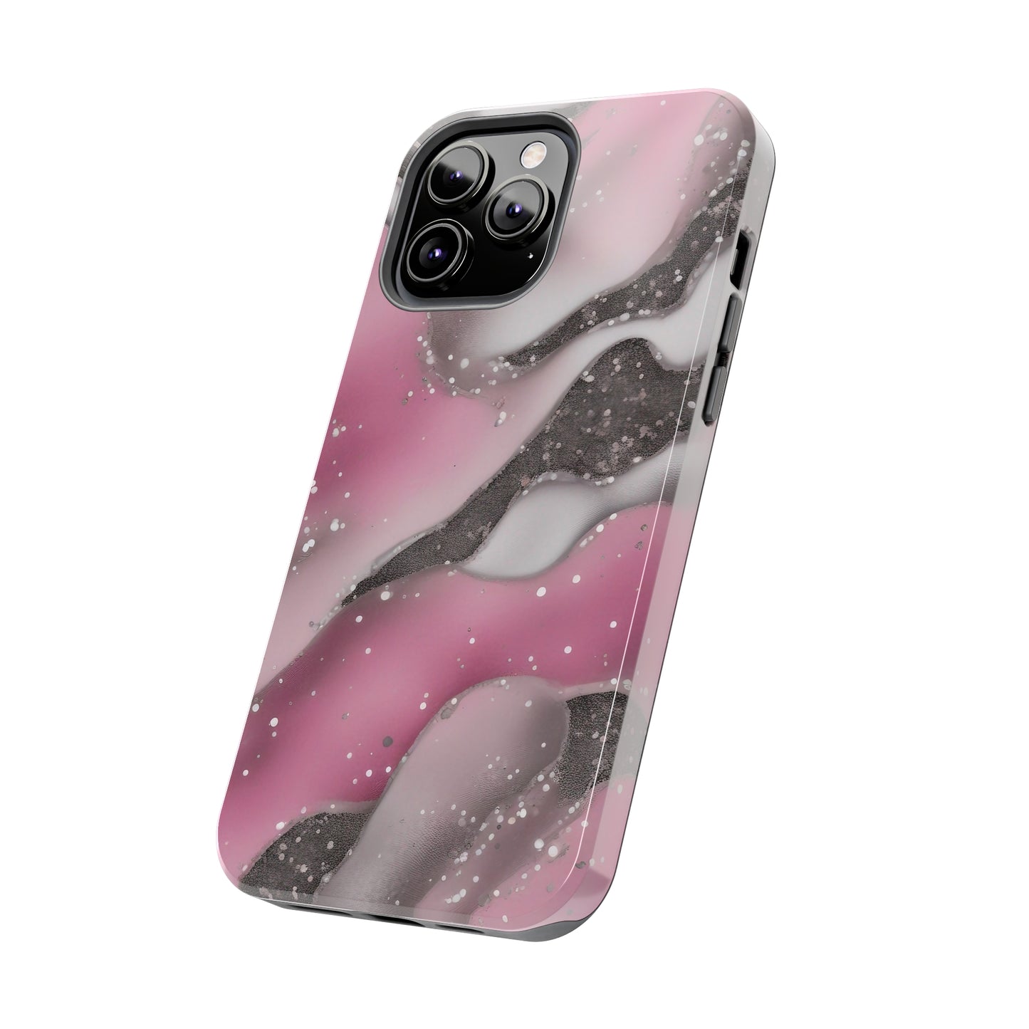 Waves of Pink and Black Pattern print design Tough Phone Case compatible with a large variety of phone models, Phone Case