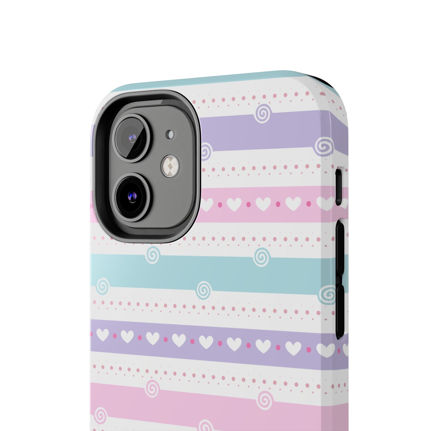 Pastel Stripes and Hearts print design Tough Phone Case compatible with a large variety of iphone models