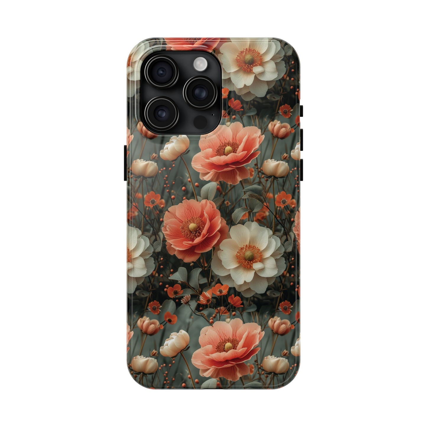 Elegant Peach Flowers Protective Cover, Botanical Garden design Tough Phone Case compatible with a large variety of iphone models