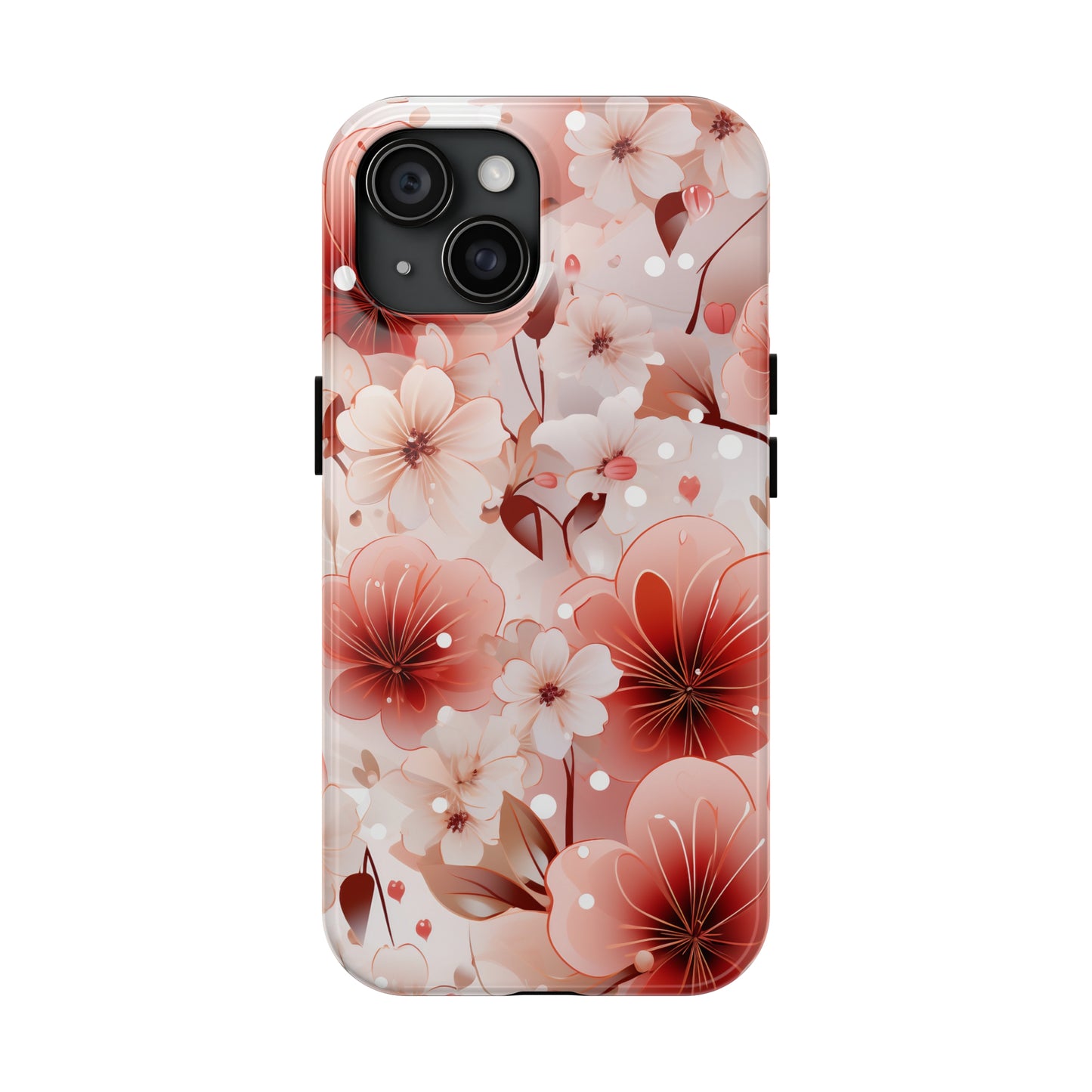 Pink Floral Pattern Design Tough Phone Case compatible with a large variety of iPhone models, Gift, Phone Case