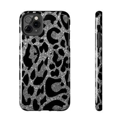 Silver and Black Leopard Design Phone Case- Lightweight, Impact Resistant Cover for iPhone 6, 6s, 12, 13, 14, 15