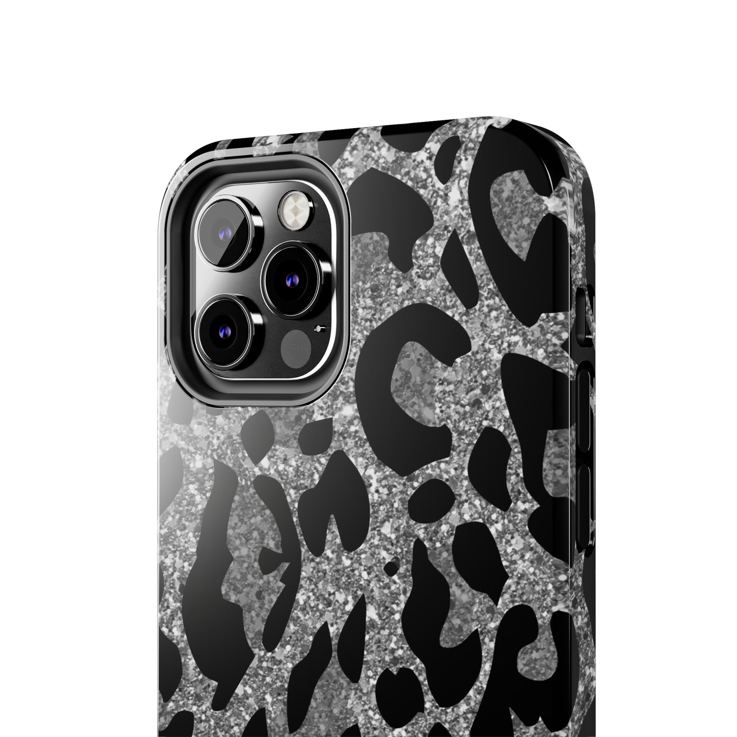 Silver and Black Leopard Design Phone Case- Lightweight, Impact Resistant Cover for iPhone 6, 6s, 12, 13, 14, 15