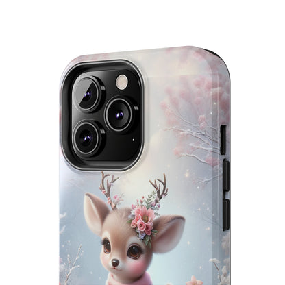 Cute Deer Winter Scene Pattern Design Tough Phone Case compatible with a large variety of iPhone models, Gift, Phone Case