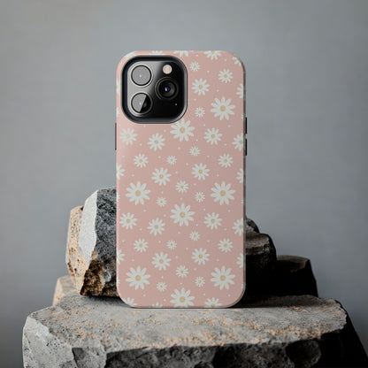 Cute Minimalist Flowers and Polka Dots Digital print Design Tough Phone Case compatible with a large variety of iPhone models, Gift, Phone Case