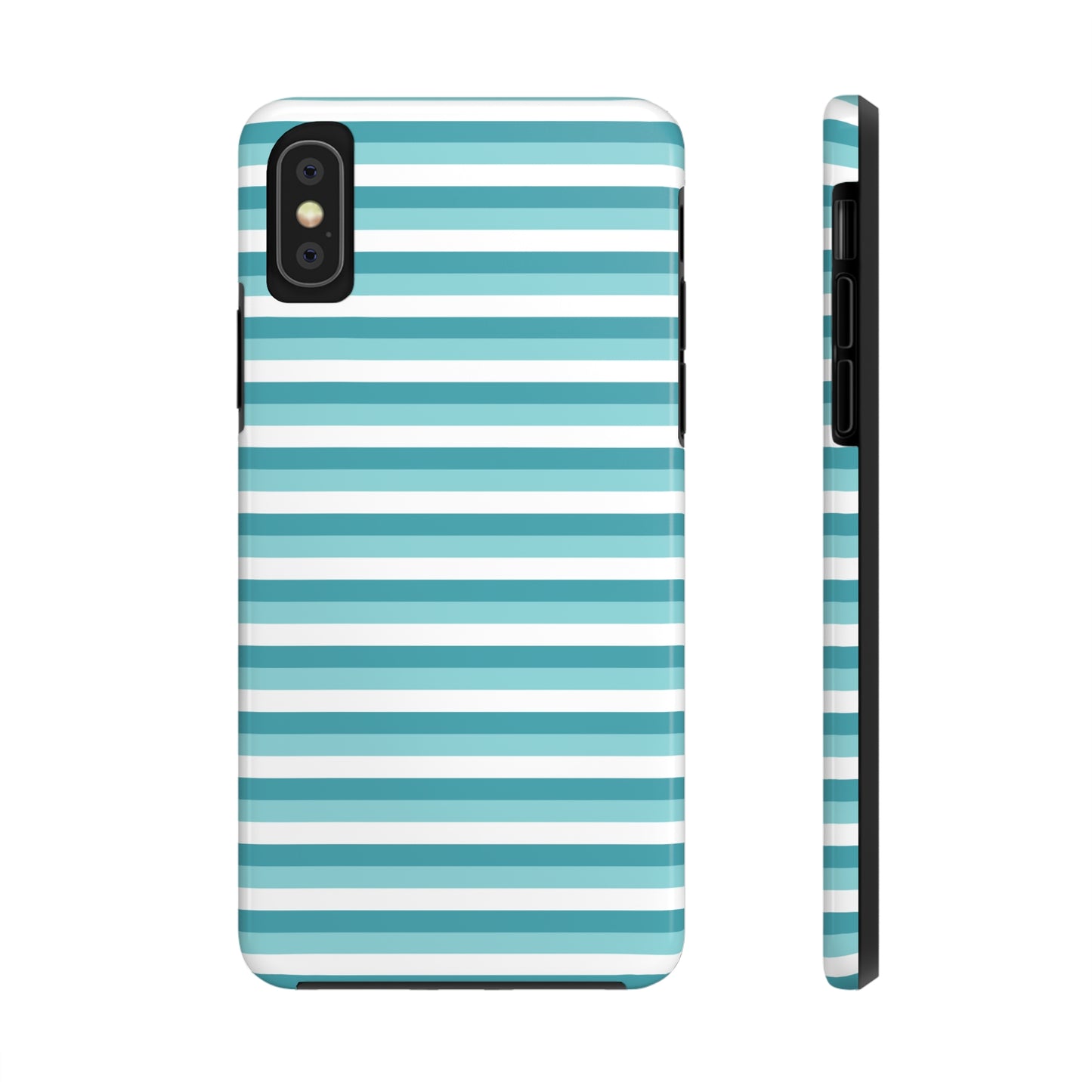 Blue and White Girly Stripe print Design Tough Phone Case compatible with a large variety of iPhone models, Gift, Phone Case