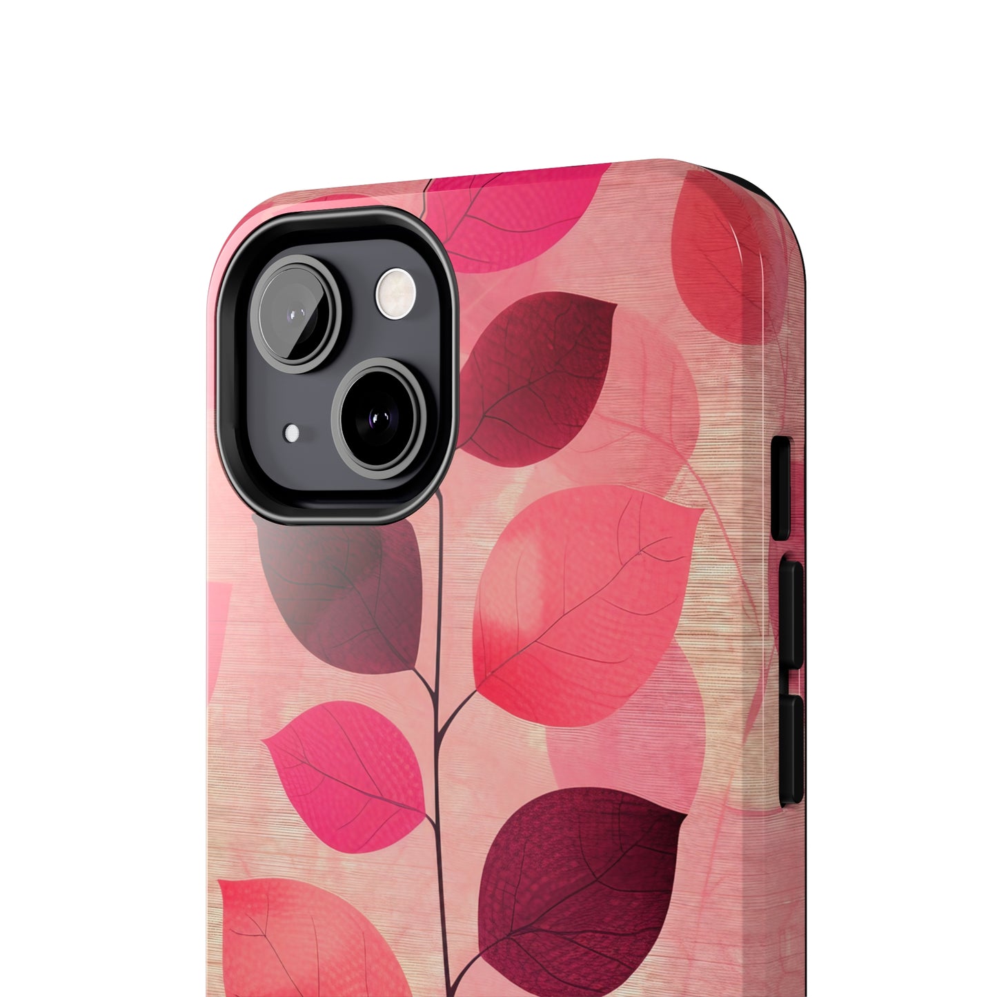 Girly Pink Abstract Leaf Design Tough Phone Case