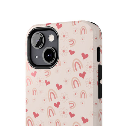 Pink Boho2 Rainbow print Design Tough Phone Case compatible with a large variety of iPhone models, Gift, Phone Case