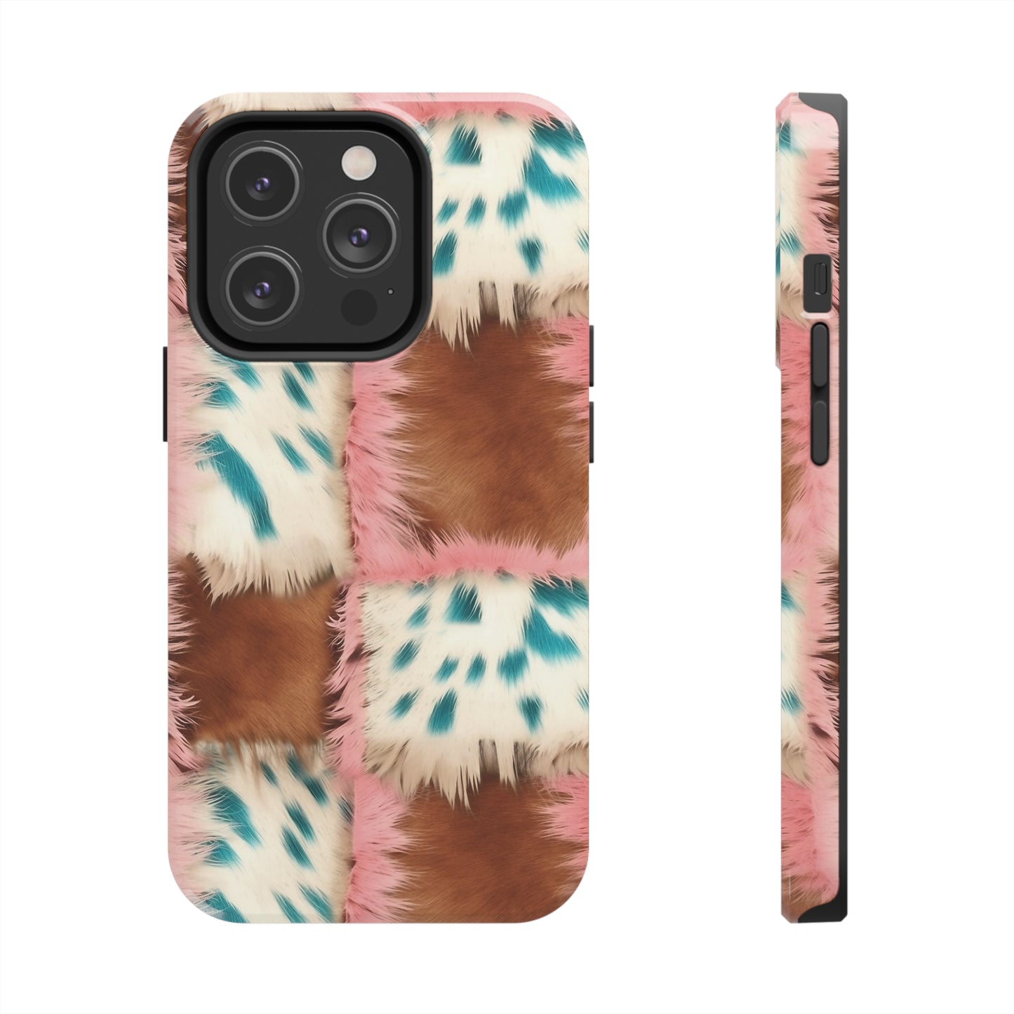 Modern Cowgirl Cowhide Design Pattern Print Tough Phone Case compatible with a large variety of phone models, Phone Case, Gift