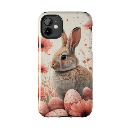 Watercolor Easter Bunny and Spring Flowers Design Phone Case- Lightweight, Impact Resistant Cover for iPhone 6, 6s, 12, 13, 14, 15