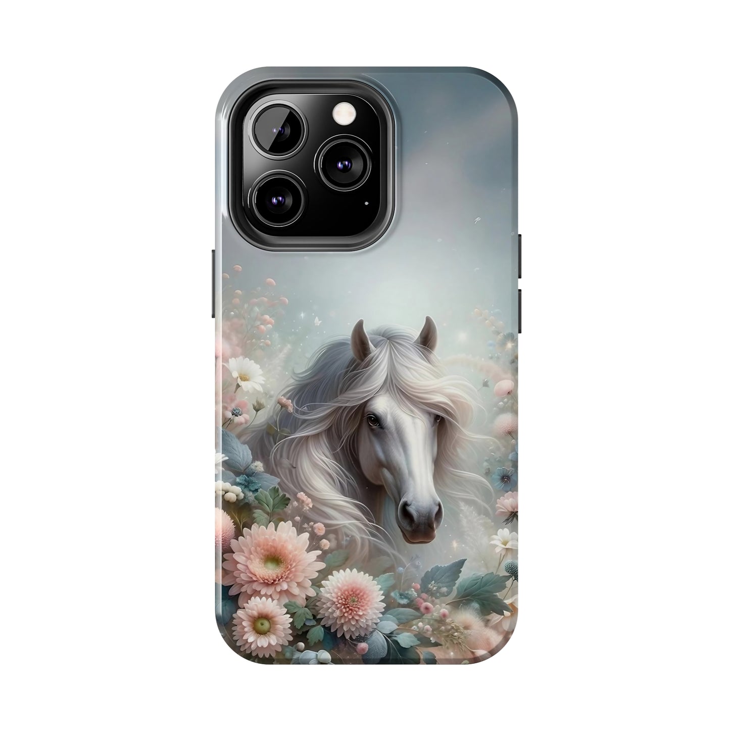 Beautiful Horse and Floral print Design Tough Phone Case compatible with a large variety of iPhone models, Gift, Phone Case