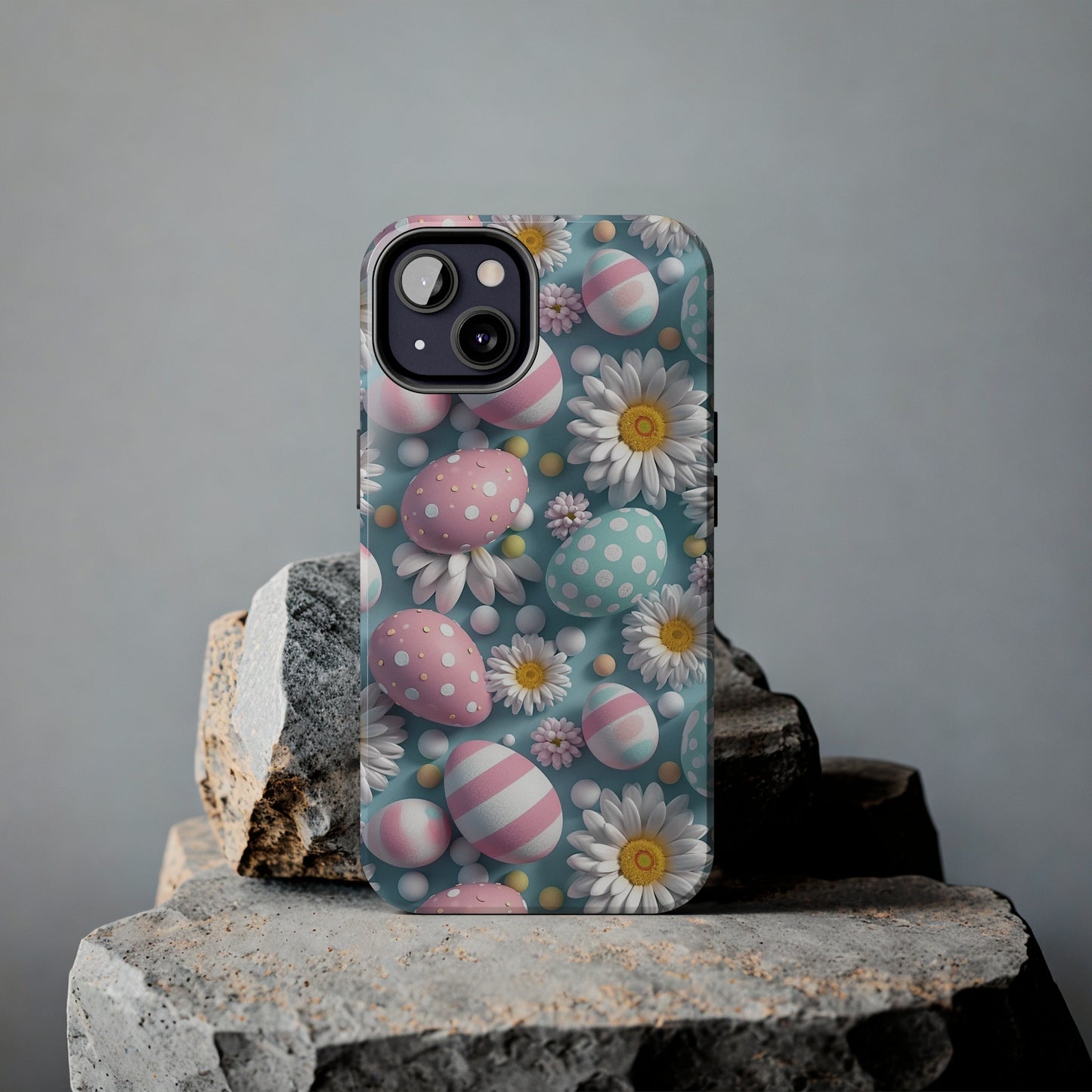 Easter Eggs and Daisies Digital print Design Tough Phone Case compatible with a large variety of iPhone models, Gift, Phone Case