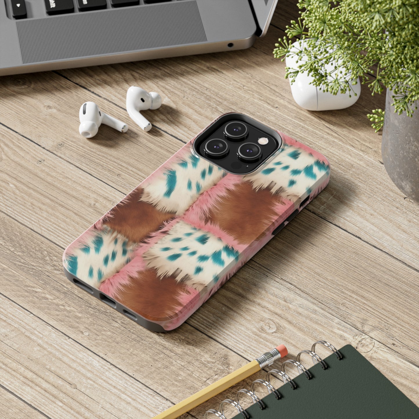 Modern Cowgirl Cowhide Design Pattern Print Tough Phone Case compatible with a large variety of phone models, Phone Case, Gift