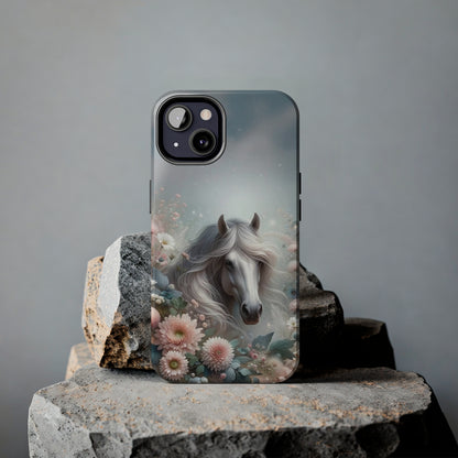 Beautiful Horse and Floral print Design Tough Phone Case compatible with a large variety of iPhone models, Gift, Phone Case