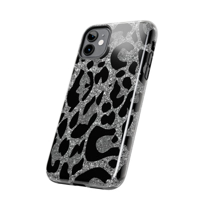 Silver and Black Leopard Design Phone Case- Lightweight, Impact Resistant Cover for iPhone 6, 6s, 12, 13, 14, 15