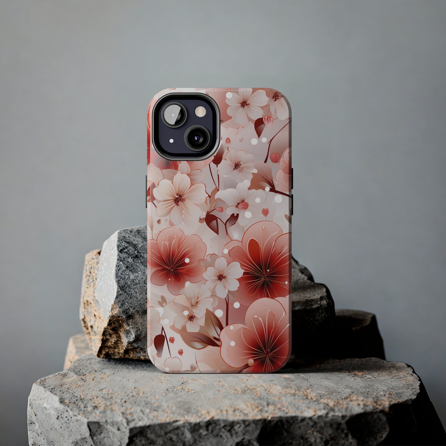 Pink Floral Pattern Design Tough Phone Case compatible with a large variety of iPhone models, Gift, Phone Case