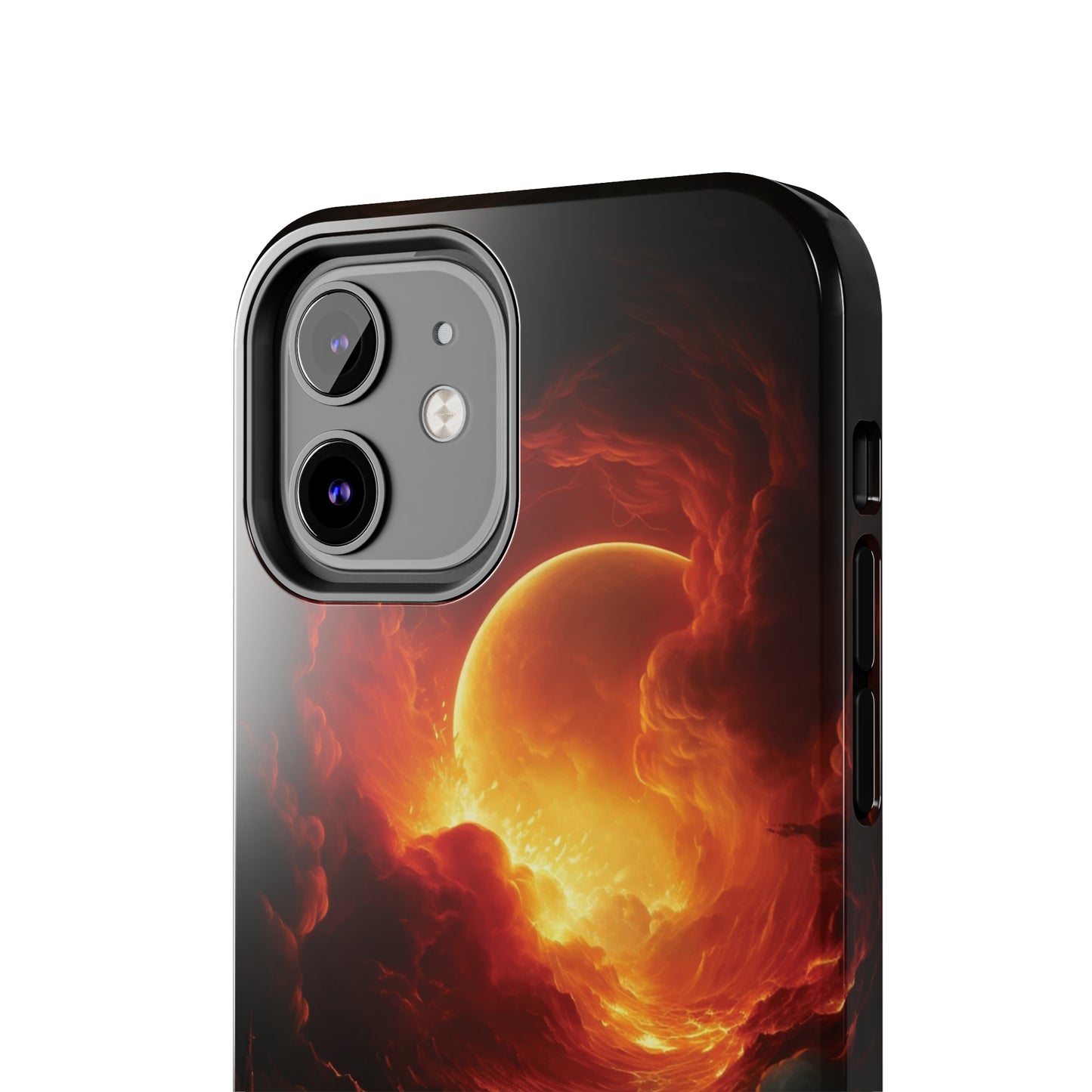 Fiery Red Moon Art iPhone Case, Dramatic Sky Aesthetic Phone Cover, Cool Tech Design for iPhone Models, Durable Phone Accessory Protective Cover for iPhone Models, Tough iPhone Case