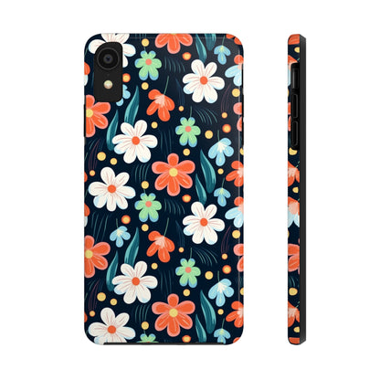 Retro Vibrant Flowers Pattern print design Tough Phone Case compatible with a large variety of phone models, Phone Case, Gift