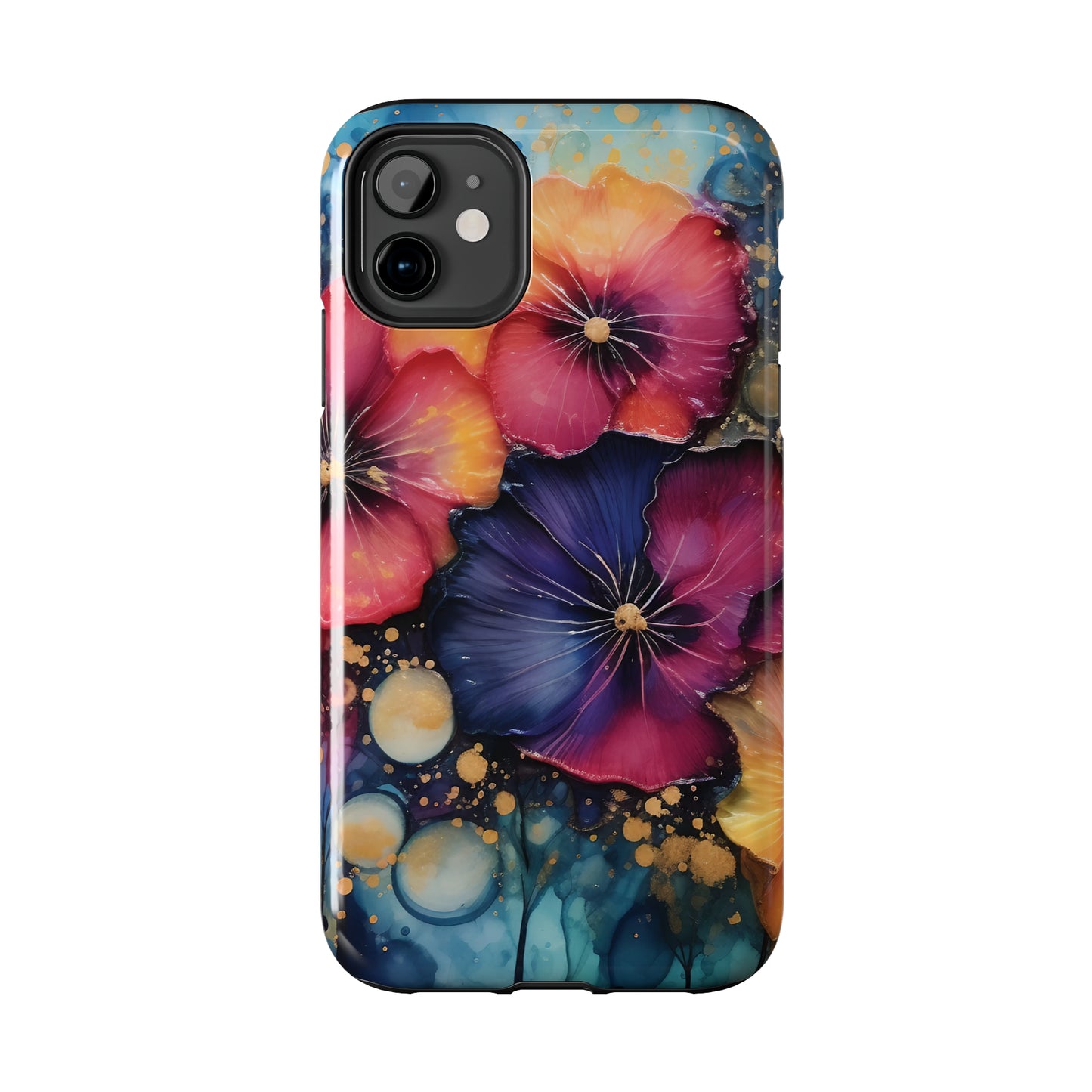 Vibrant 3D Watercolor Flowers print Design Tough Phone Case compatible with a large variety of iPhone models, Gift, Phone Case