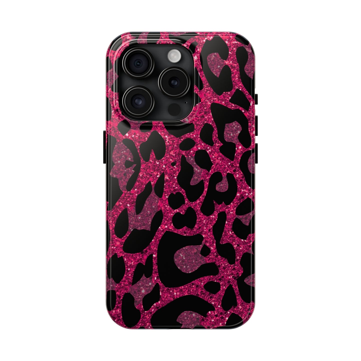 Pink and Black Leopard Design Phone Case- Lightweight, Impact Resistant Cover for iPhone 6, 6s, 12, 13, 14, 15