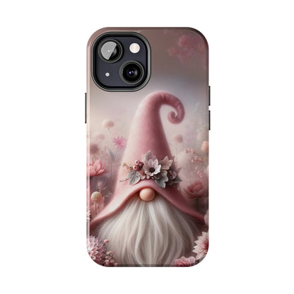 Pink Floral Fantasy Gnome Design Phone Case- Lightweight, Impact Resistant Cover for iPhone 6, 6s, 12, 13, 14, 15