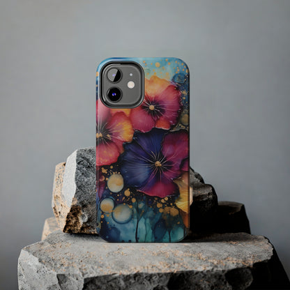 Vibrant 3D Watercolor Flowers print Design Tough Phone Case compatible with a large variety of iPhone models, Gift, Phone Case