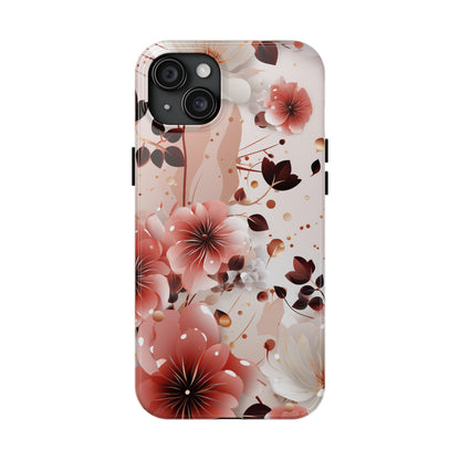 Pretty Pink & White Flowers Pattern Design Tough Phone Case compatible with a large variety of iPhone models, Gift, Phone Case