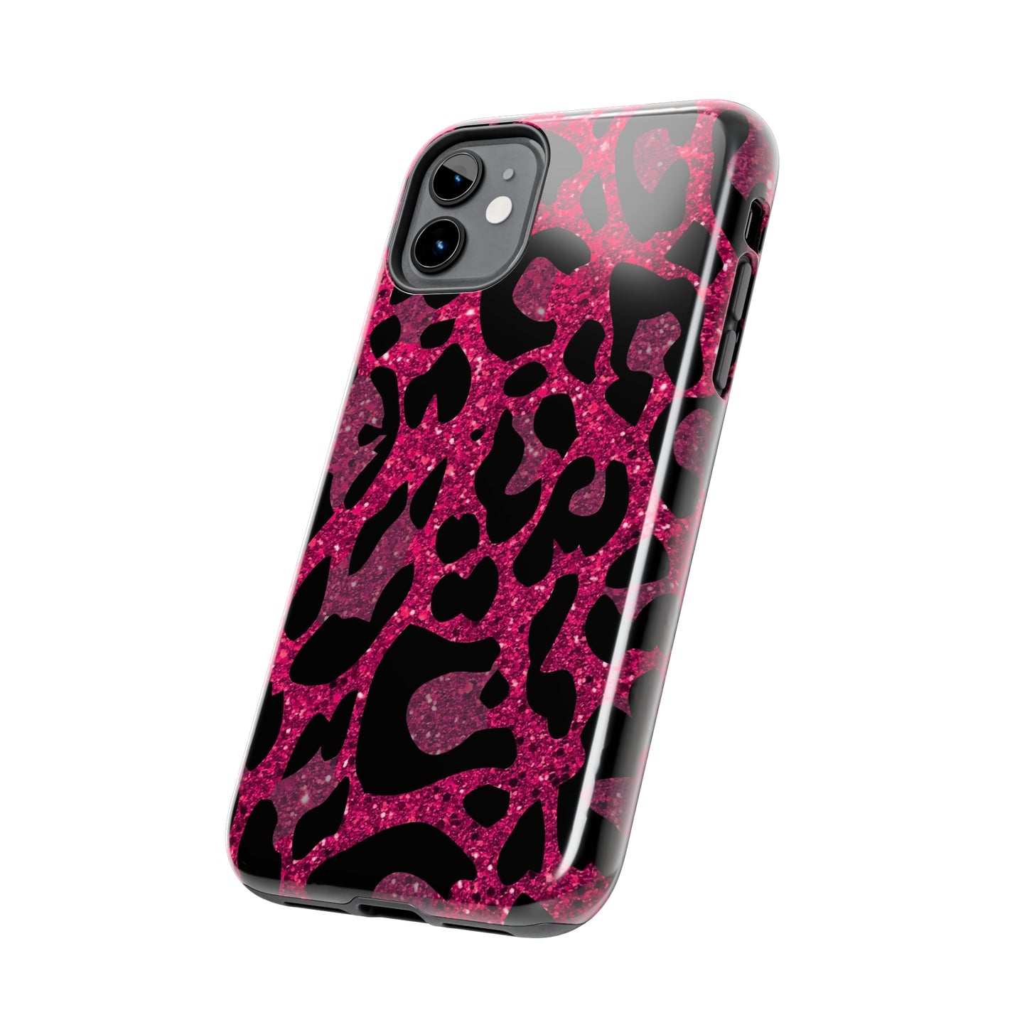 Pink and Black Leopard Design Phone Case- Lightweight, Impact Resistant Cover for iPhone 6, 6s, 12, 13, 14, 15