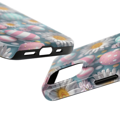 Easter Eggs and Daisies Digital print Design Tough Phone Case compatible with a large variety of iPhone models, Gift, Phone Case