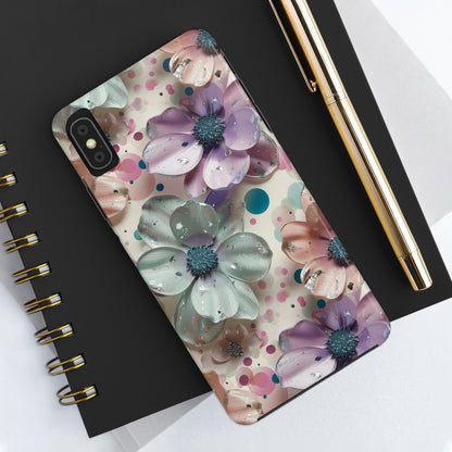 Fun Pastel Flowers Digital print Design Tough Phone Case compatible with a large variety of iPhone models, Gift, Phone Case