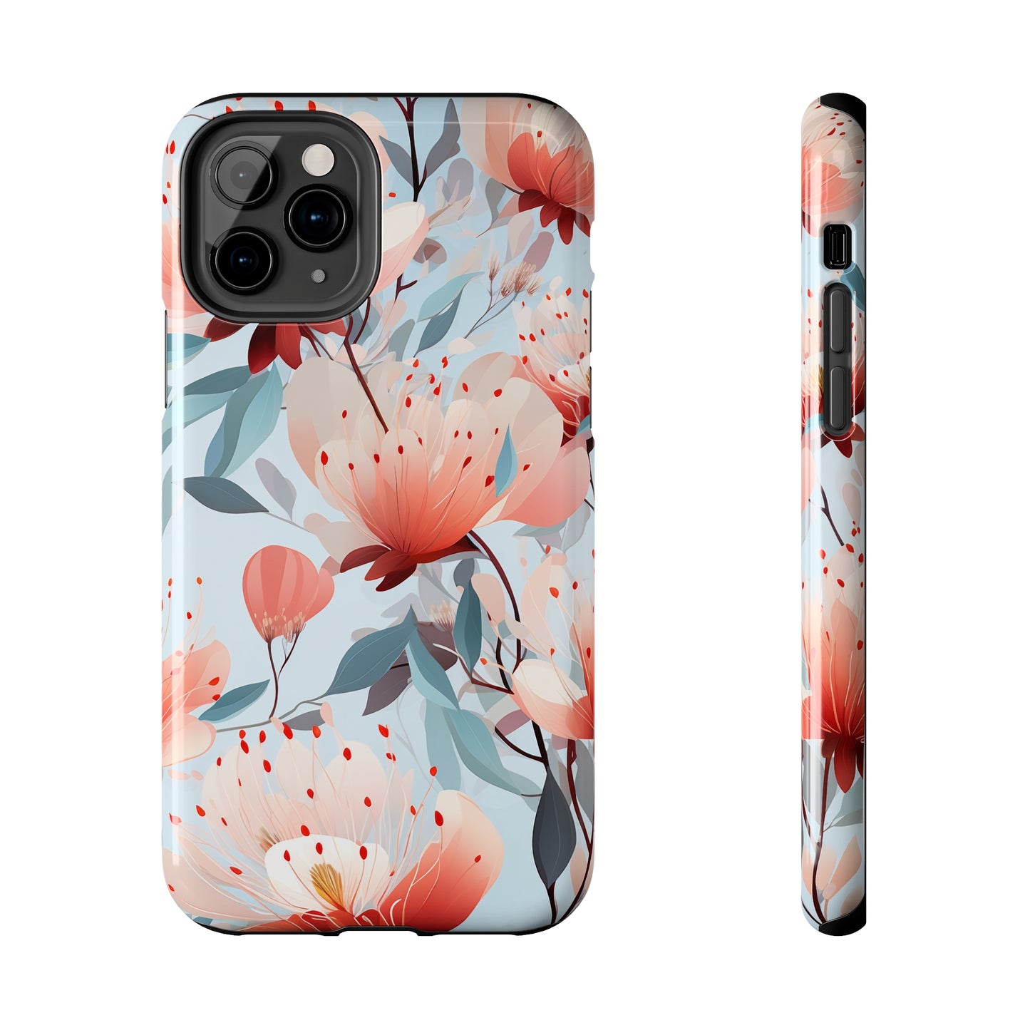 Red Flowers Digital print Design Tough Phone Case compatible with a large variety of iPhone models, Gift, Phone Case