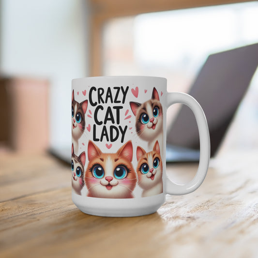 Crazy Cat Lady Mug, Cute Kitten Faces Coffee Cup, Cat Lover Gift, Animal Themed Kitchenware, Fun Pet Owner Drinkware, Whimsical Tea Mug, Unique Gift, Office Mug